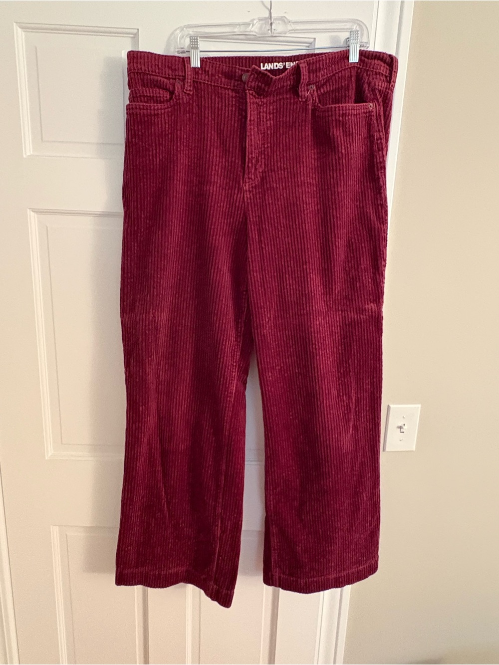 Lands' End Women's Wine Corduroy Wide-Leg Jeans
